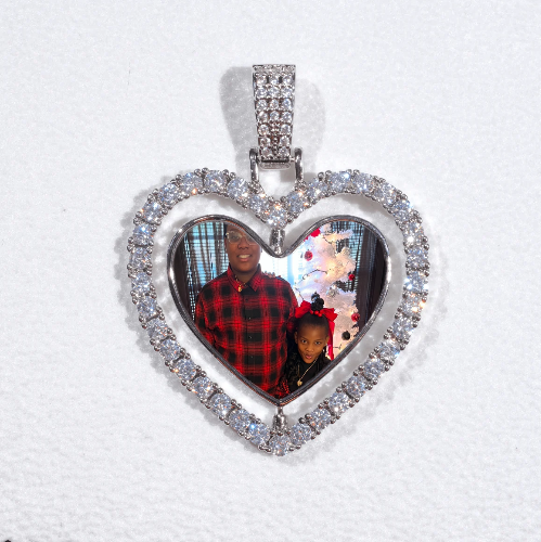 3D Spinning 2-Faced Heart Custom Picture Pendant