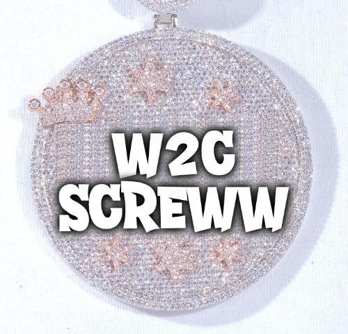 CUSTOM LETTER NECKLACE 3D BIG CROWN DISC