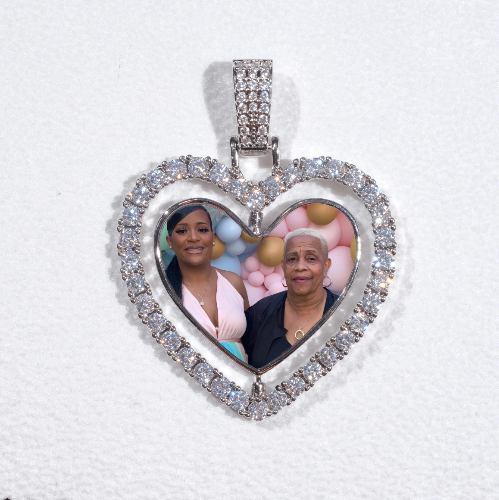3D Spinning 2-Faced Heart Custom Picture Pendant