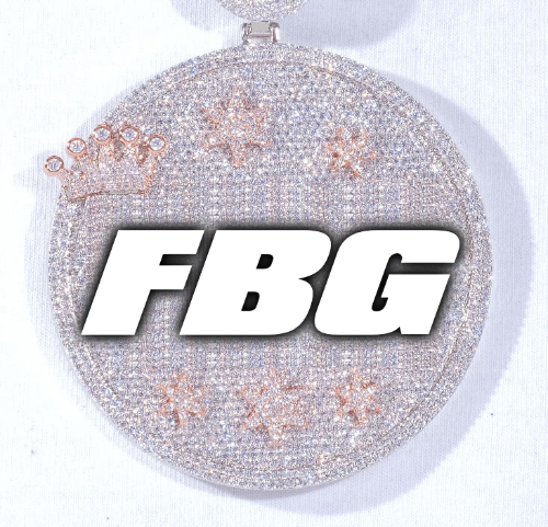 CUSTOM LETTER NECKLACE 3D BIG CROWN DISC