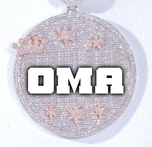 CUSTOM LETTER NECKLACE 3D BIG CROWN DISC