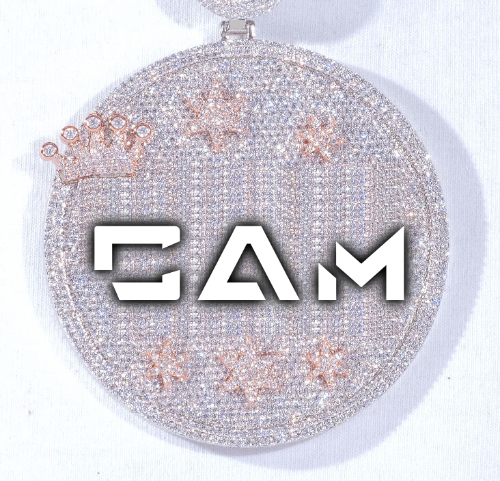 CUSTOM LETTER NECKLACE 3D BIG CROWN DISC