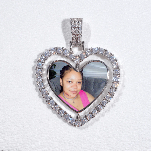 3D Spinning 2-Faced Heart Custom Picture Pendant