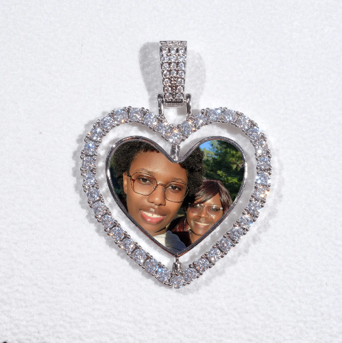 3D Spinning 2-Faced Heart Custom Picture Pendant
