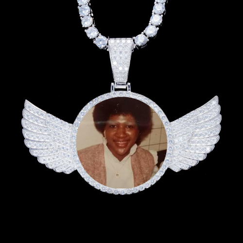 925S & VVS Moissanite 3D Wing Custom Picture Pendant