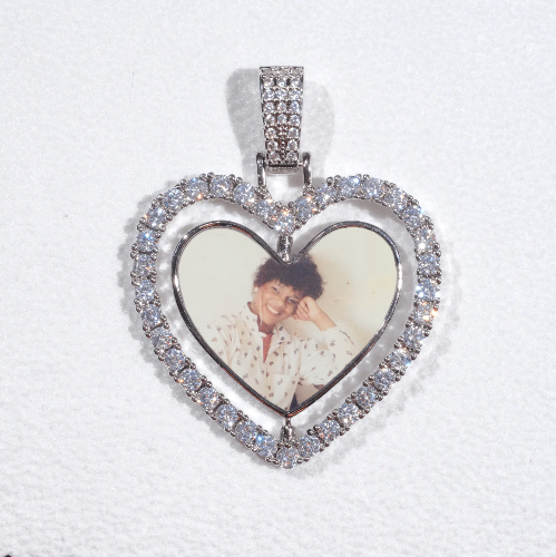 3D Spinning 2-Faced Heart Custom Picture Pendant