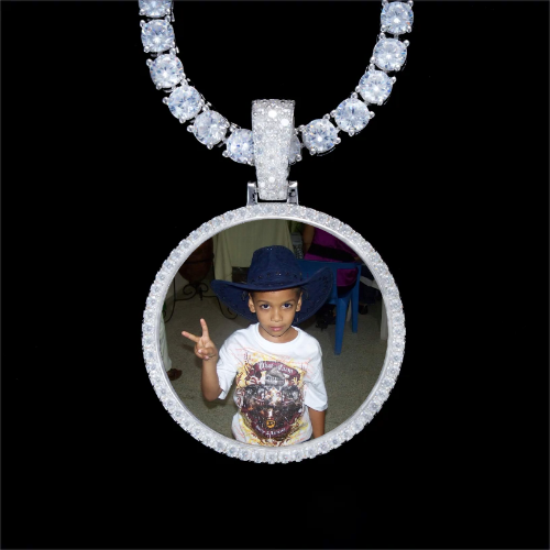 925S & VVS Moissanite 3D Circle Custom Picture Pendant
