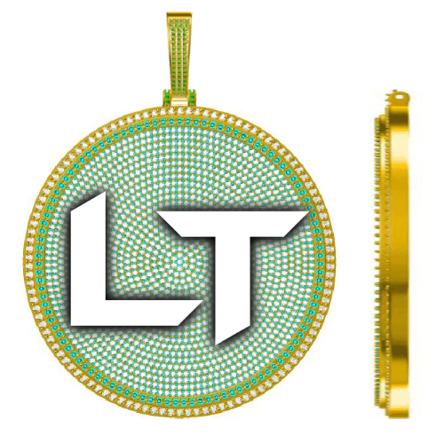 CUSTOM LETTER NECKLACE 3D BIG DISC