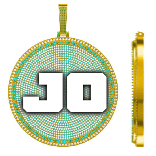CUSTOM LETTER NECKLACE 3D BIG DISC