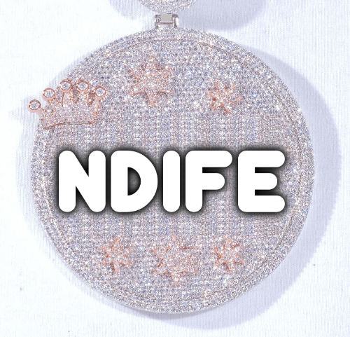 CUSTOM LETTER NECKLACE 3D BIG CROWN DISC