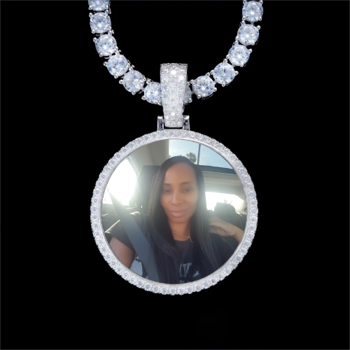 925S & VVS Moissanite 3D Circle Custom Picture Pendant