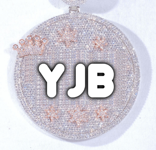 CUSTOM LETTER NECKLACE 3D BIG CROWN DISC
