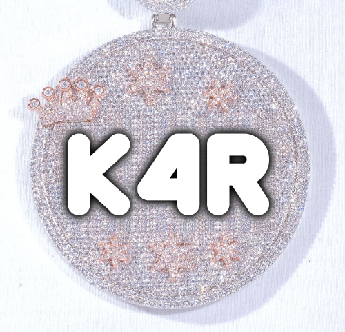 CUSTOM LETTER NECKLACE 3D BIG CROWN DISC