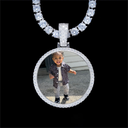 925S & VVS Moissanite 3D Circle Custom Picture Pendant