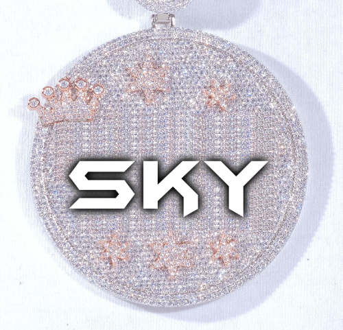 CUSTOM LETTER NECKLACE 3D BIG CROWN DISC