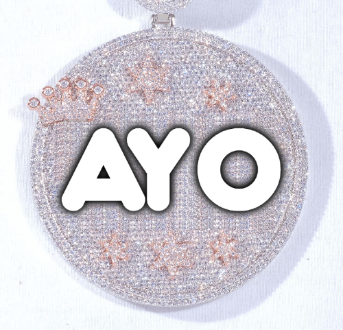 CUSTOM LETTER NECKLACE 3D BIG CROWN DISC