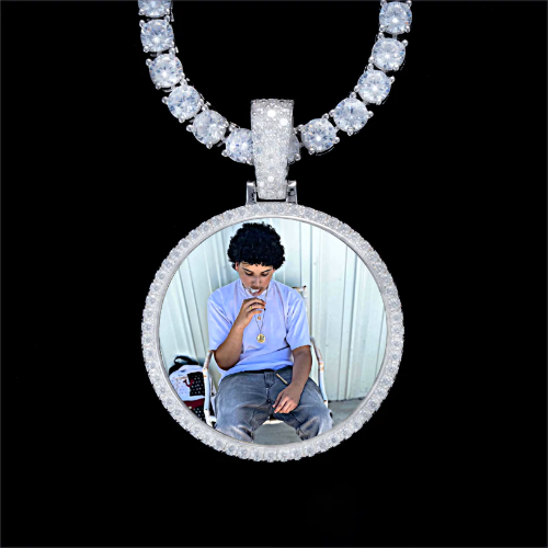 925S & VVS Moissanite 3D Circle Custom Picture Pendant