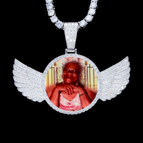 925S & VVS Moissanite 3D Wing Custom Picture Pendant