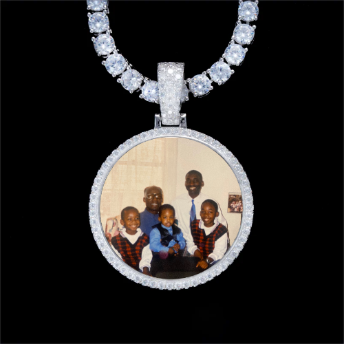 925S & VVS Moissanite 3D Circle Custom Picture Pendant