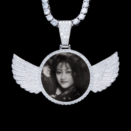 925S & VVS Moissanite 3D Wing Custom Picture Pendant