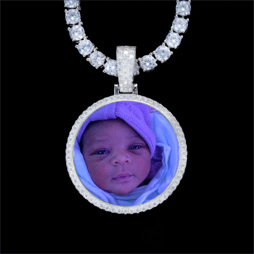925S & VVS Moissanite 3D Circle Custom Picture Pendant