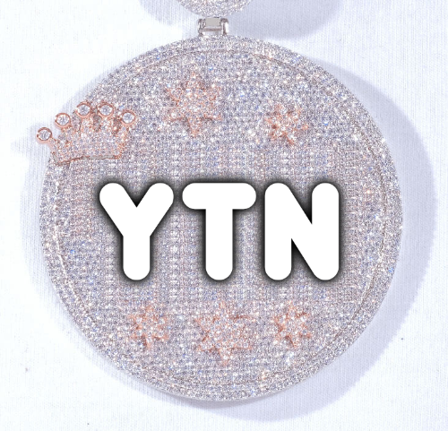 CUSTOM LETTER NECKLACE 3D BIG CROWN DISC