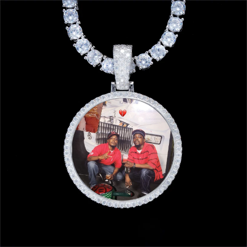 925S & VVS Moissanite 3D Circle Custom Picture Pendant