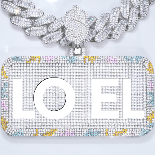 CUSTOM LETTER NECKLACE 3D COLORFUL SQUARE