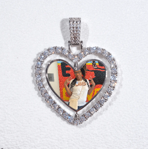3D Spinning 2-Faced Heart Custom Picture Pendant