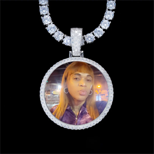925S & VVS Moissanite 3D Circle Custom Picture Pendant