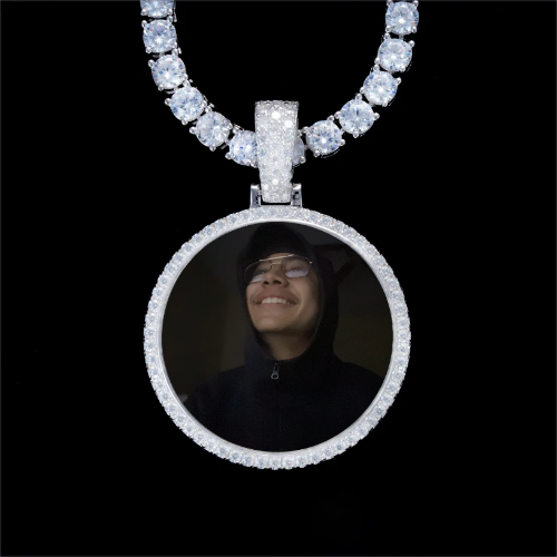 925S & VVS Moissanite 3D Circle Custom Picture Pendant