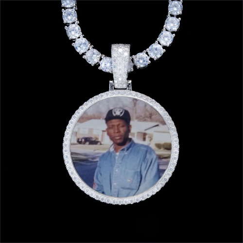 925S & VVS Moissanite 3D Circle Custom Picture Pendant