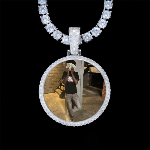 925S & VVS Moissanite 3D Circle Custom Picture Pendant