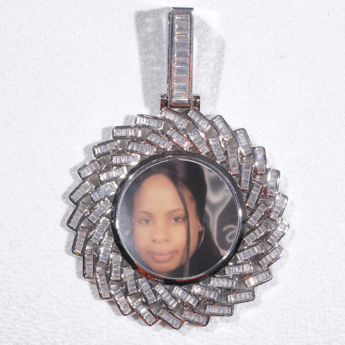 Large 3D Baguette Custom Picture Pendant