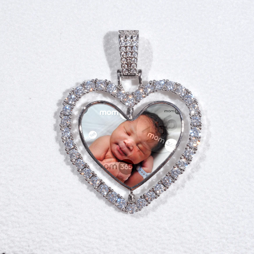 3D Spinning 2-Faced Heart Custom Picture Pendant