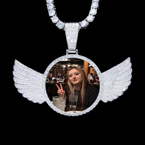 925S & VVS Moissanite 3D Wing Custom Picture Pendant