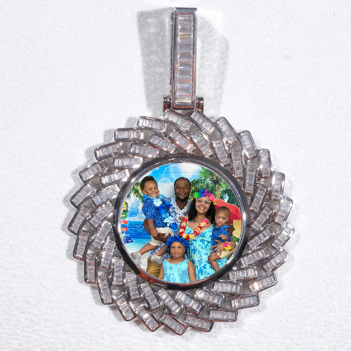 Large 3D Baguette Custom Picture Pendant