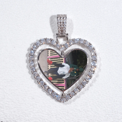 3D Spinning 2-Faced Heart Custom Picture Pendant