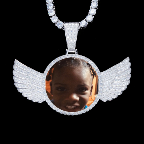 925S & VVS Moissanite 3D Wing Custom Picture Pendant