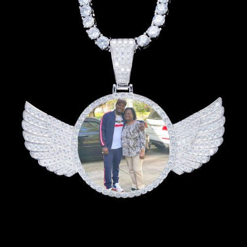 925S & VVS Moissanite 3D Wing Custom Picture Pendant