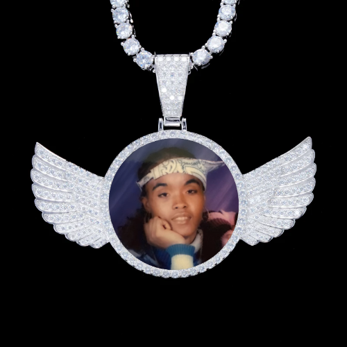 925S & VVS Moissanite 3D Wing Custom Picture Pendant