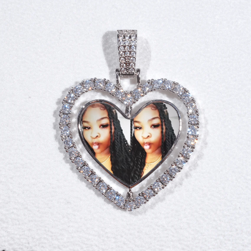 3D Spinning 2-Faced Heart Custom Picture Pendant