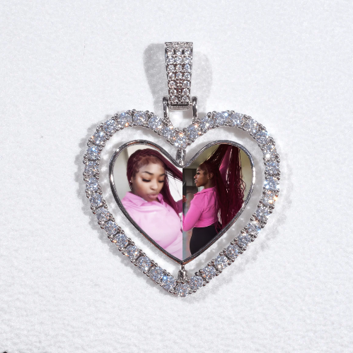 3D Spinning 2-Faced Heart Custom Picture Pendant