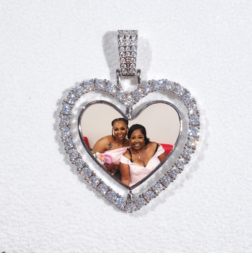 3D Spinning 2-Faced Heart Custom Picture Pendant