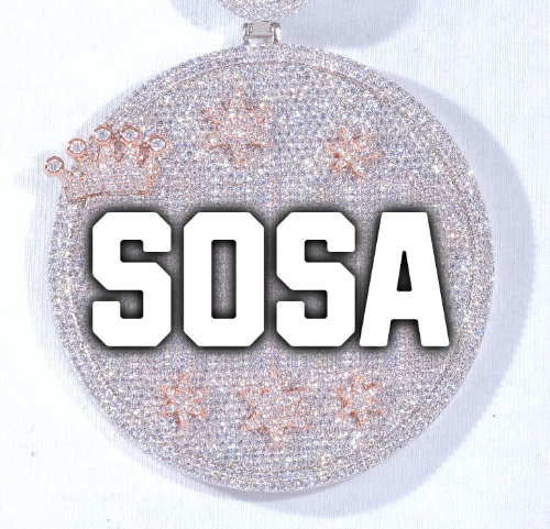 CUSTOM LETTER NECKLACE 3D BIG CROWN DISC