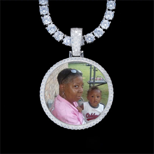 925S & VVS Moissanite 3D Circle Custom Picture Pendant