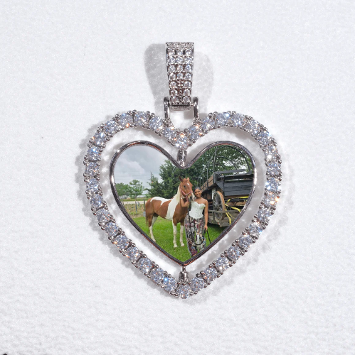 3D Spinning 2-Faced Heart Custom Picture Pendant