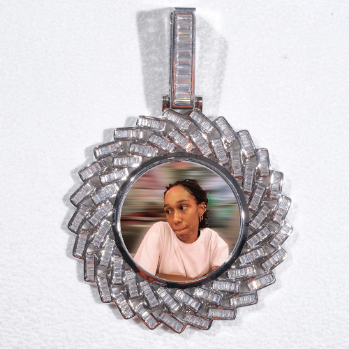 Large 3D Baguette Custom Picture Pendant