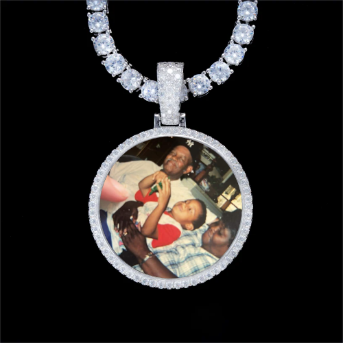 925S & VVS Moissanite 3D Circle Custom Picture Pendant