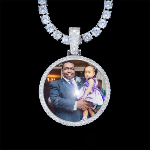 925S & VVS Moissanite 3D Circle Custom Picture Pendant